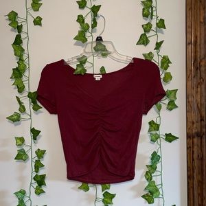 •short sleeve ruched middle blouse•